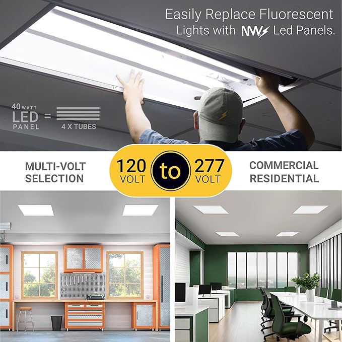 NUWATT 20 Pack 2x2 LED Flat Panel Lighting, Drop Ceiling Light Wattage - Image 6
