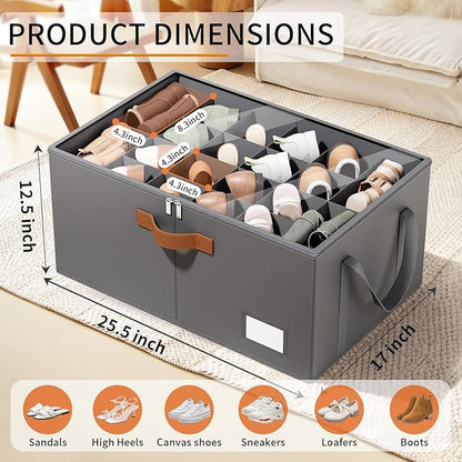 2 Pack Shoe Organizer for Closet, Foldable Shoe Storage Organizer - Image 2