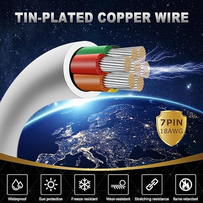 18 Gauge 7 Conductor Electrical Wire, 32.8FT White Stranded Low Voltage 18/7 - Image 2