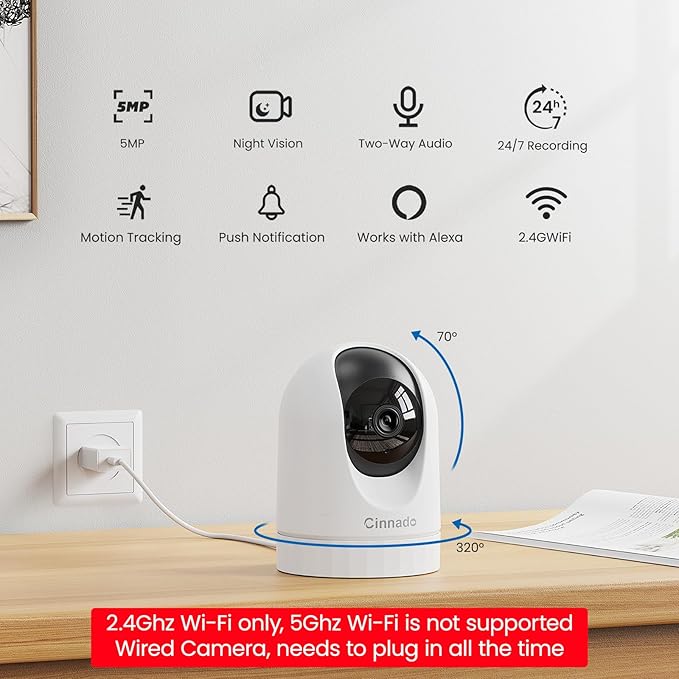 Cinnado 2K Home Security Cameras-2.4Ghz WiFi Indoor Camera - Image 2