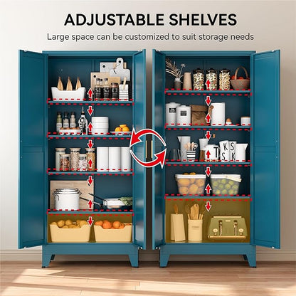 COFaR 71" Pantry Cabinet in Peacock Blue, 5-Tier Storage - Image 5