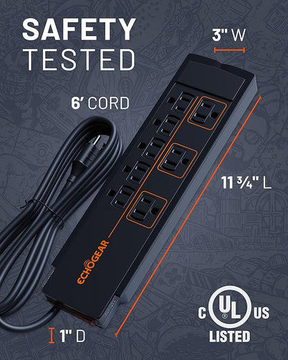 ECHOGEAR ShockBlocker 8 Outlet Surge Protector Power Strip - Image 6