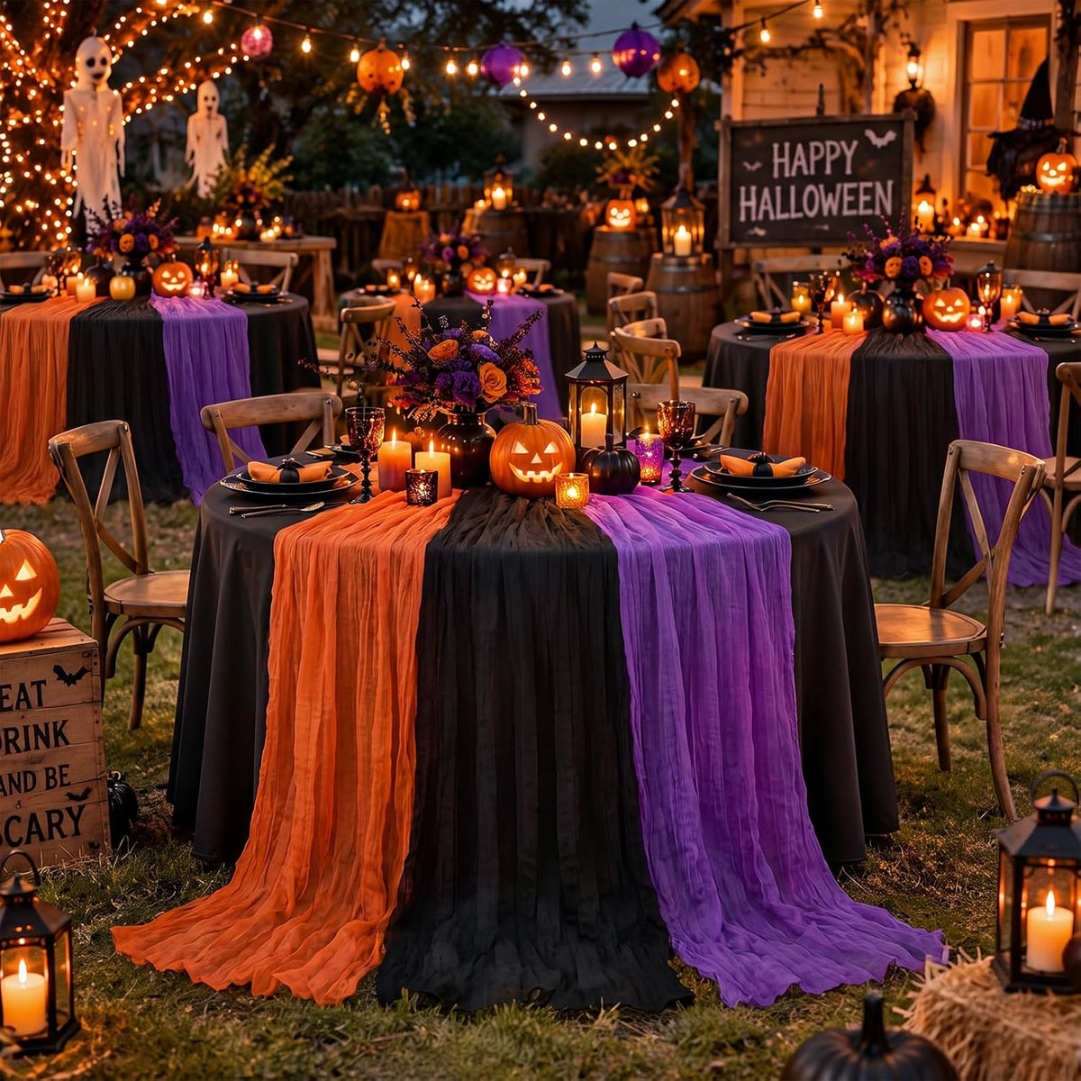Moukeren 6 Pack Halloween Cheesecloth Table Runner Halloween Party Decor