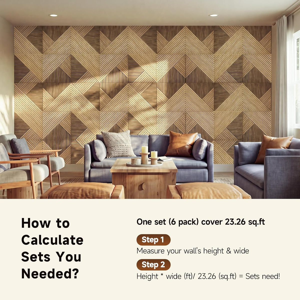 INMOZATA Acoustic Wall Panels, 23.62"x23.62" Oak Sound Absorbing Pa...