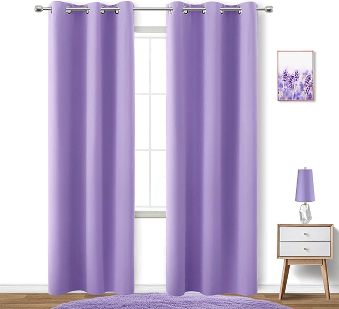 KOUFALL Lilac Purple Curtains 84 Inch Length by KOUFALL