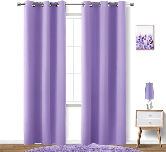KOUFALL Lilac Purple Curtains 84 Inch Length by KOUFALL
