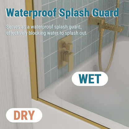 Sunrosa 24"×60" Bathtub Glass Panel, 8mm Thick Shower Screen, Brushed Gold - Image 3