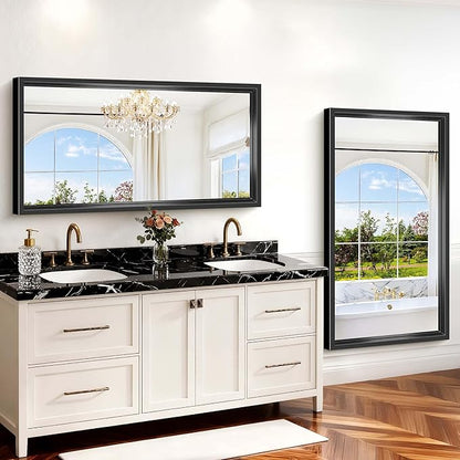 Black Rectangle Mirror, 55 x 30 Inch Bathroom Mirrors - Image 3
