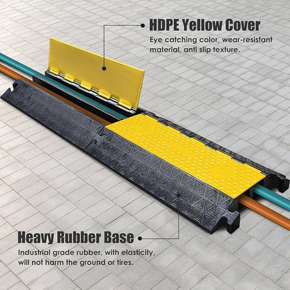 OranLite Large 2-Channel Rubber Floor Cable Protector Ramp, Heavy-Duty Floor - Image 6