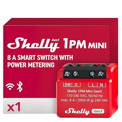 Shelly 1PM Mini Gen3 | WiFi Smart Switch Relay, 1 Channel 8A by Shelly