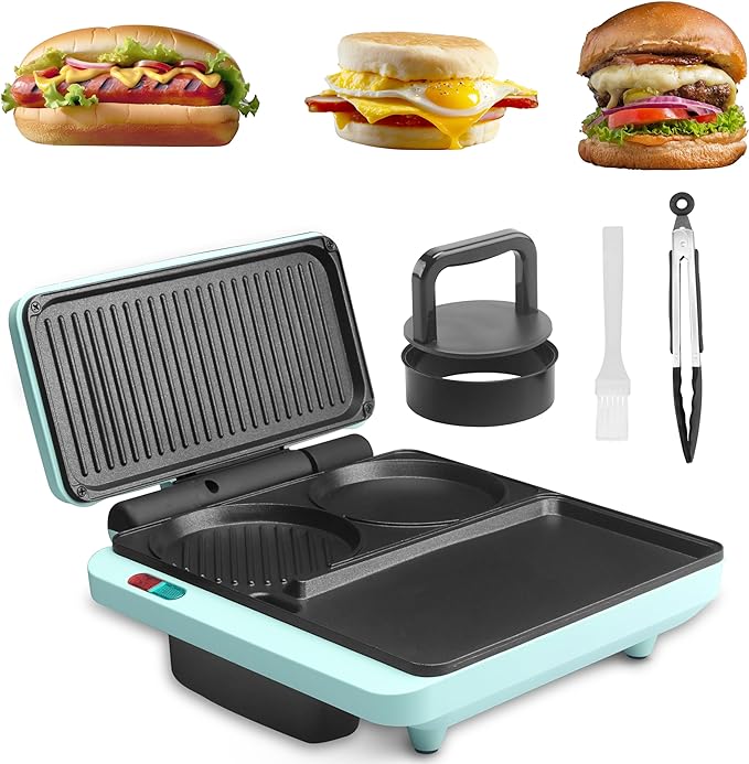 Baker's Friend Breakfast Sandwich Maker, Nonstick Electric Griddle & Grill Combo by Baker%27s+Friend