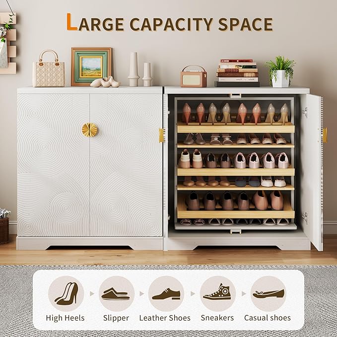Vlsrka Shoe Cabinet Storage for Entryway, 6-Tier Rotating Shoe Cabinet - Image 4