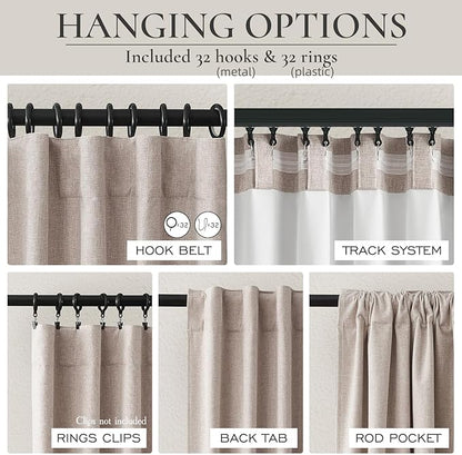 Small Blackout Kitchen Curtains 45 Inch Length, Rustic Farmhouse Pleat Burlap - Image 4