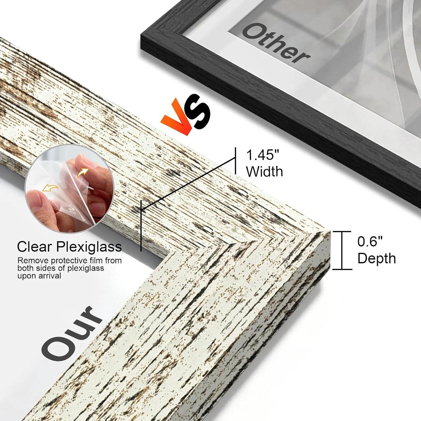 20x28 Poster Frame,Distressed,Engineered Wood with Polished Plexiglass | Large Wide Picture Frames for Vertical or Horizontal Wall Display,Fits Photos,Art Prints,FSC Certified Eco-Friendly,2 Pack