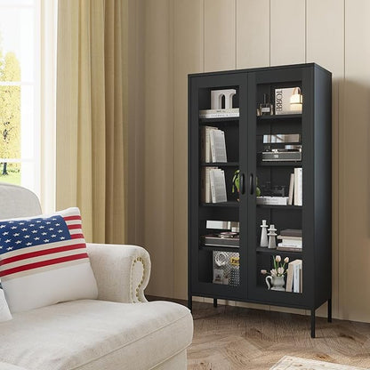 COFaR Modern Mesh Storage Cabinet, Free Standing Tall Pantry, Cupboard Metal - Image 5
