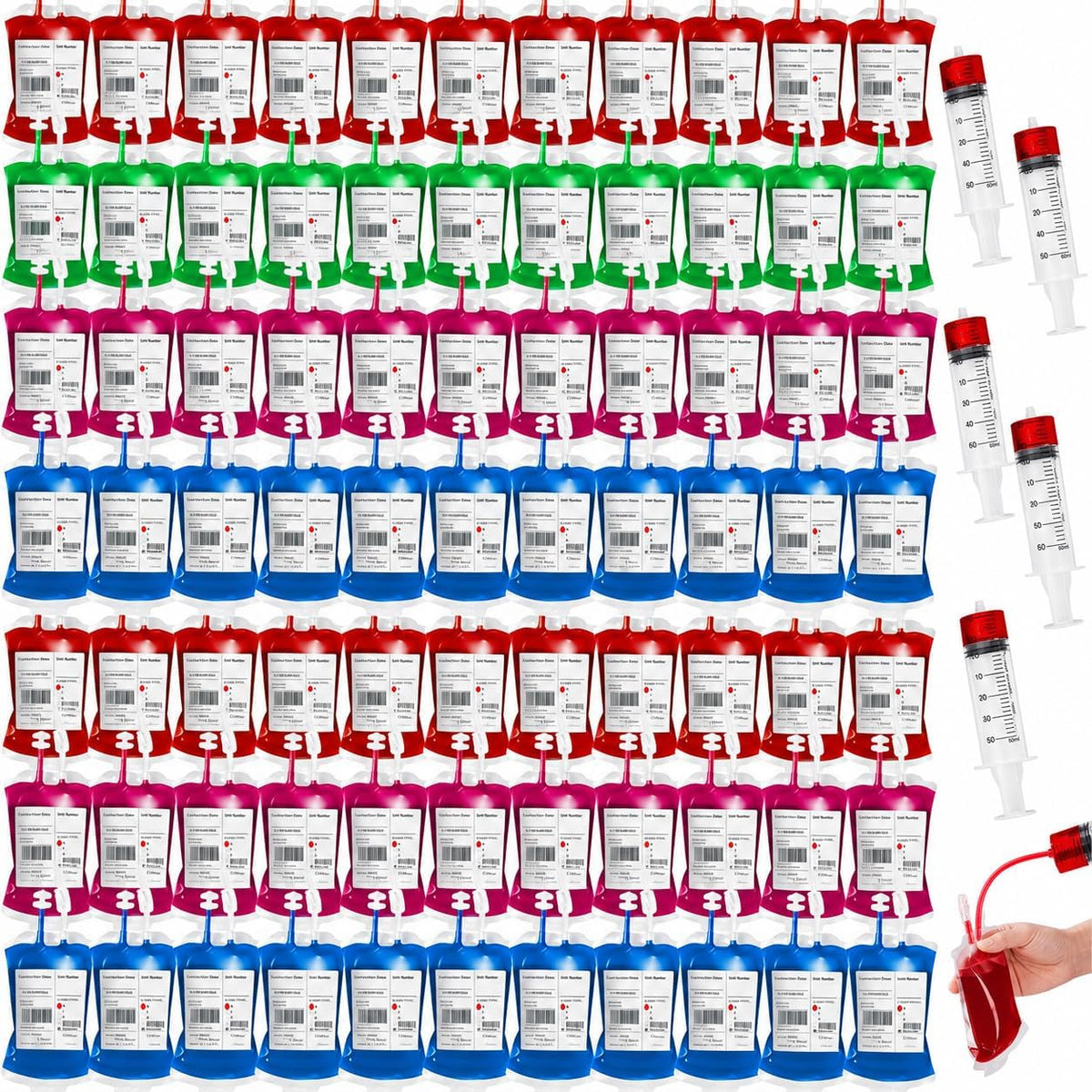 MGparty 80 Pack Blood Bags for Drinks Reusable IV Drink Pouches for Halloween...