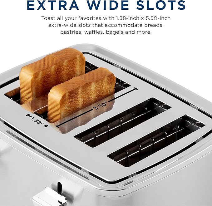 GE Stainless Steel 4 Slice Toaster | Extra Wide Slots - Image 5