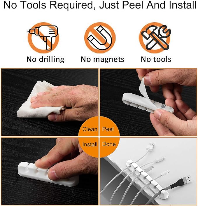 Cord Holder Cable Organizer Clips – Self Adhesive Cord Organizer - Image 3