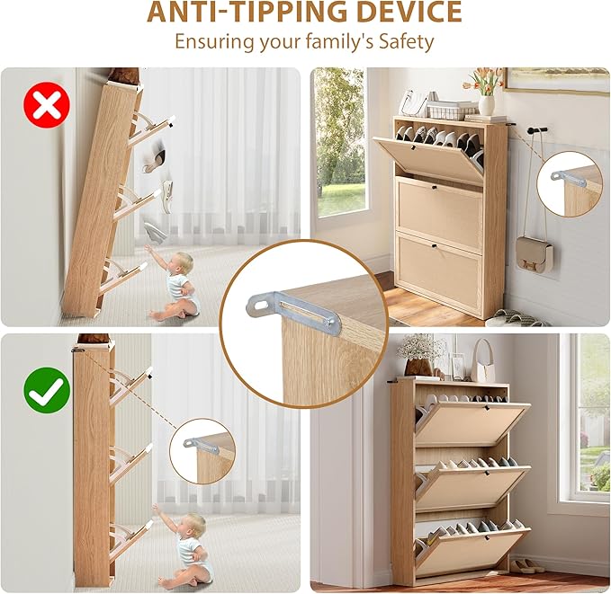 AVZEAR Narrow Shoe Storage Cabinet - Image 7
