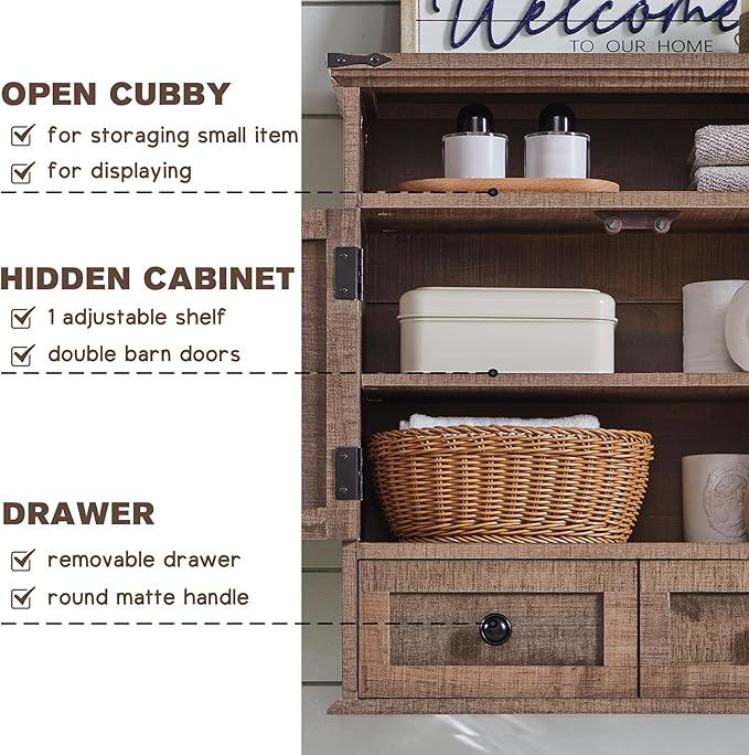 ACCOHOHO Bathroom Wall Cabinet, Farmhouse 24" Wide Medicine Cabinet - Image 3