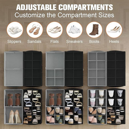 2 Pack Shoe Organizer for Closet, Foldable Shoe Storage Organizer - Image 2