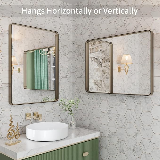 LOAAO 22”X30” Bronze Bathroom Mirrors - Image 3