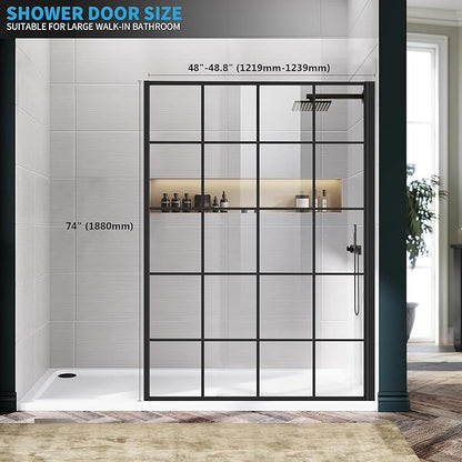 Shower Panel 48W*74H Inch, Bathroom Framed Fixed Glass Door, 5/16" Thick Clear - Image 3