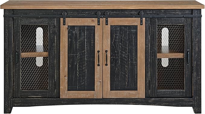 Martin Svensson Home Rustic 65" Black and Driftwood Solid Wood TV Stand - Image 5
