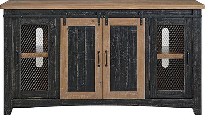 Martin Svensson Home Rustic 65" Black and Driftwood Solid Wood TV Stand - Image 5