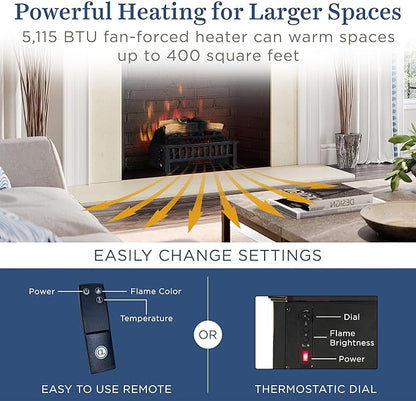 Country Living Electric Fireplace Logs, 20” LED Electric Fireplace Inserts - Image 3