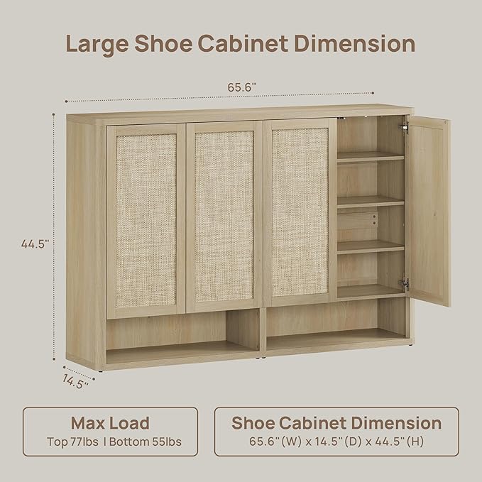 SICOTAS Rattan Shoe Storage Cabinet - Image 2