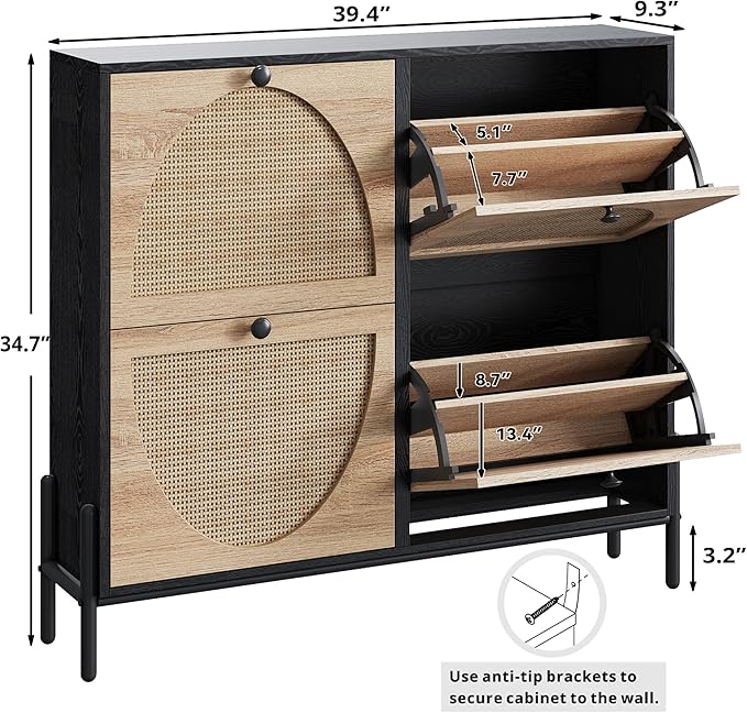 IRONCK Rattan Shoe Cabinet Storage - Image 3