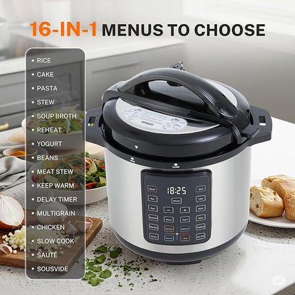 HealSmart 16-in-1 Electric Pressure Cooker 8 Quart, Non-Stick Stainless Steel - Image 2