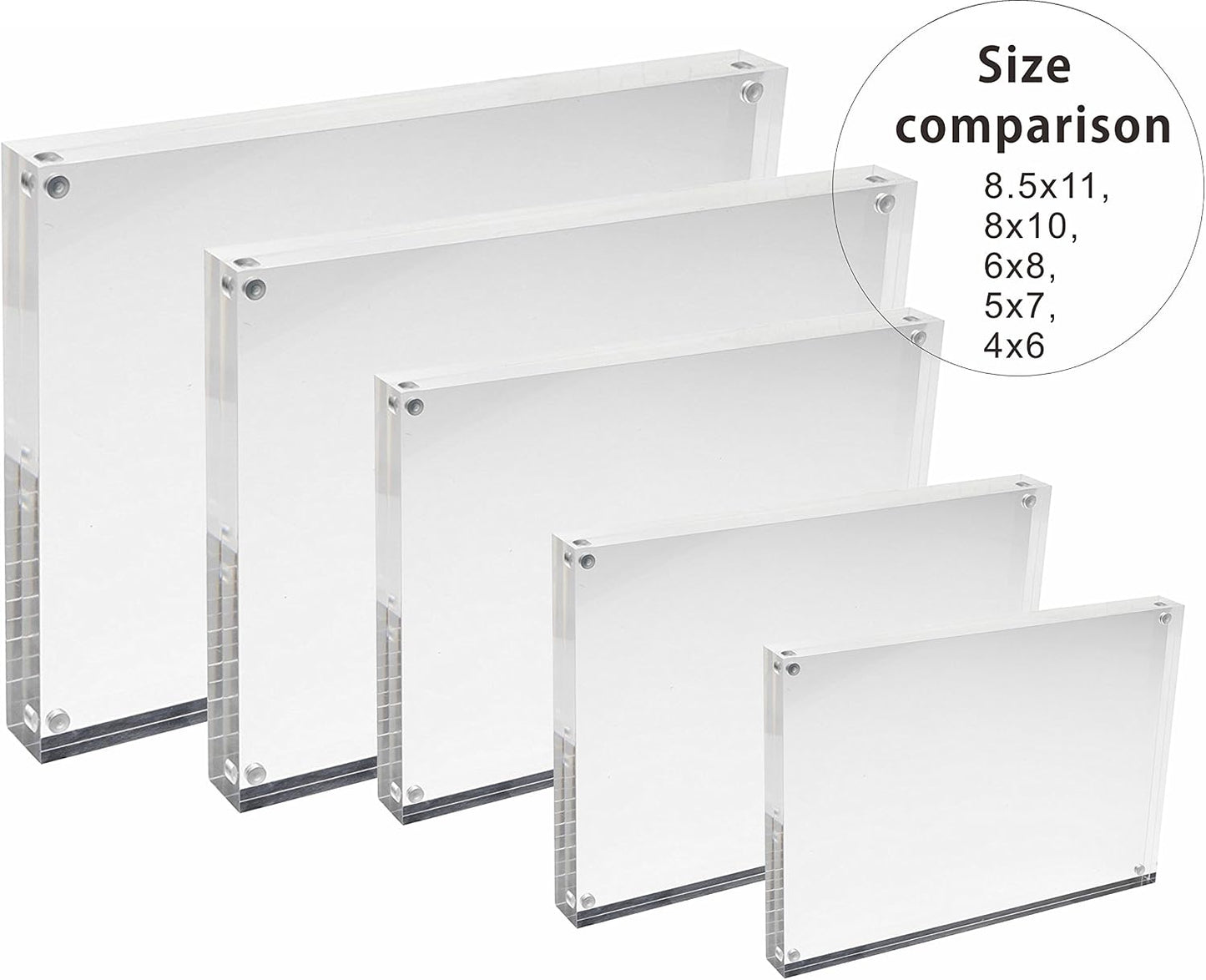 Cq acrylic 6" x 8" Acrylic Magnetic Picture Frame,Clear Floating Double Sided Plexiglass Magnet Lucite Frames for Family Baby Wedding Certificate and Diploma Frame,Pack of 1