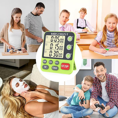 MOSTRUST Digital Dual Kitchen Timer, 3 Channels Countdown Triple Timer - Image 7