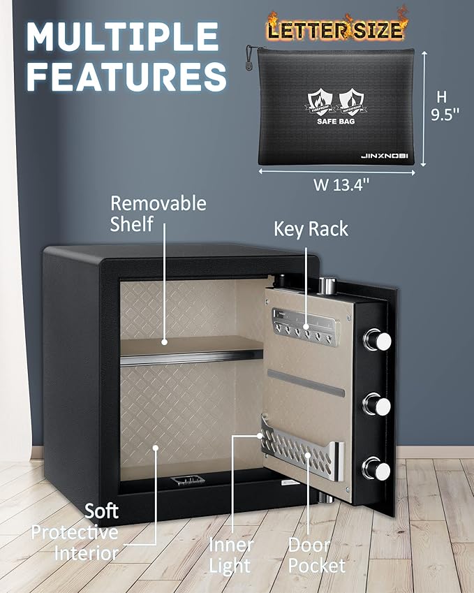 2.2 cubic feet Safe Box with fire and waterproof bag, Security home safe cabinet - Image 2
