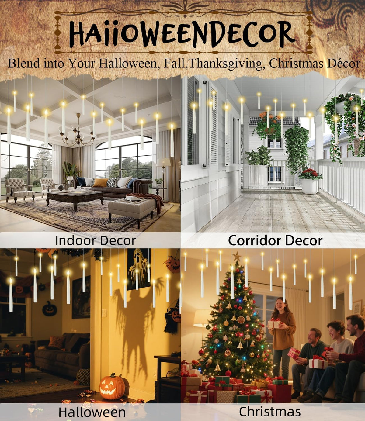 Christmas Decorations - 32pcs Floating Candles with Wand Magic Hanging Candle...