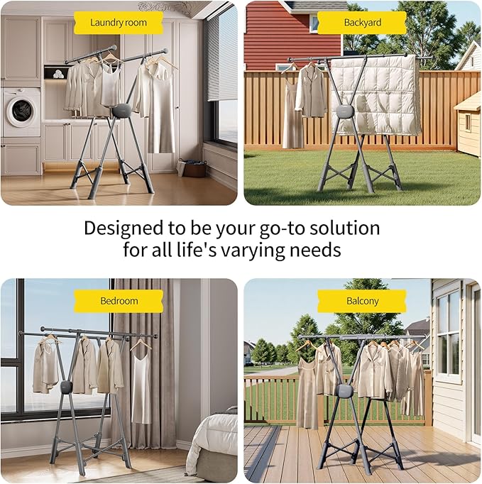 BIREN Clothes Drying Rack Heavy Duty Clothing Racks Foldable Laundry Rack Two - Image 7