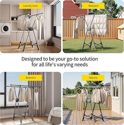 BIREN Clothes Drying Rack Heavy Duty Clothing Racks Foldable Laundry Rack Two - Image 7