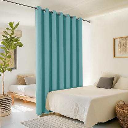 ChrisDowa Room Divider Curtain 90 Inches Long, Wide Blackout Sliding Door - Image 2