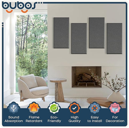 BUBOS 4 PCS Fabric Acoustic Panels, 23.6''x11.8''x2'' Sound Proof Panels - Image 3