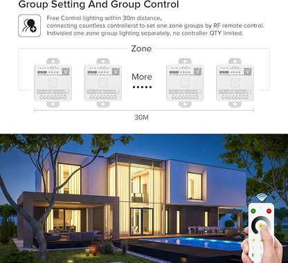 BTF-LIGHTING SP630E Bluetooth Controllers 4 Zones 2.4GHz Dimming RF RB1 Remote - Image 6