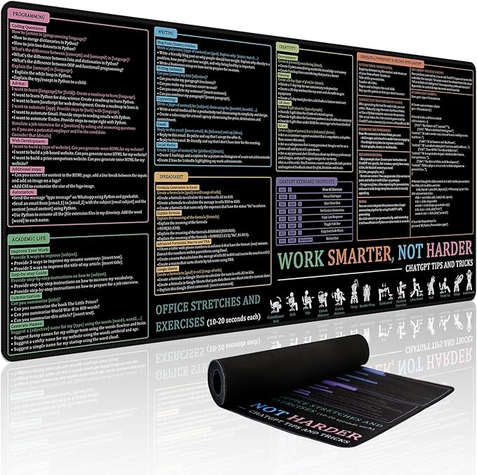 Baziabbo Office Desk Mat, Chat GPT Keyboard Mat, XXL Dirty Resistant Desk Pads by Unknown