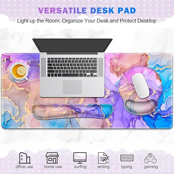 Gaming Mouse Pad, Large Desk Mat, Cute Desk Pad Protector, 4in1 XXL Mousepad + - Image 7