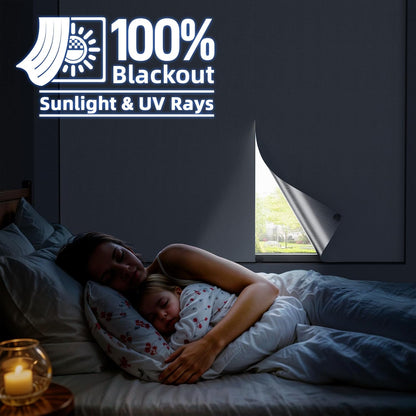 Magnetic Blackout Window Cover with Strong Magnets – 75" x 58" Portable Blackout Curtains for Bedroom, No Drill Black Out Blinds & Temporary Black Out Shades for Windows Film RV Travel Skylight-White