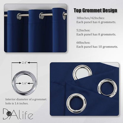 DUALIFE Navy Blue Blackout Curtains 84 Inch Length - Image 3