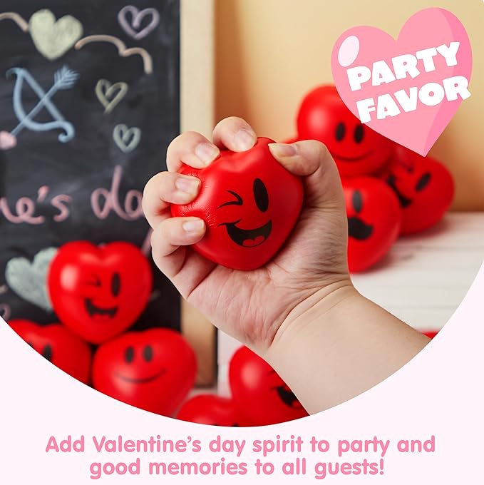 JOYIN 15 PCS Valentines Day Heart Shaped Stress Relief 3“ Balls - Image 6