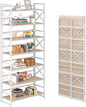 4NM 7 Tiers No Assembly Book Shelves, 72.4" H Folding Bookshelf Bookcase Open by 4NM