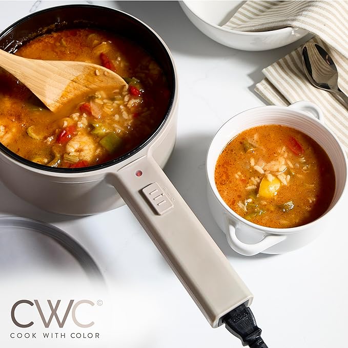 COOK WITH COLOR Electric Hot Pot, 1.6L Mini Cooker, 700W Power, Non-Stick - Image 3