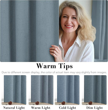 H.VERSAILTEX Linen Blackout Curtains Durable Thick Textured Linen Look 100% - Image 6